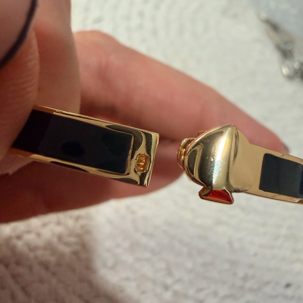 Kate Spade Gold Toned & Black Enamel Bangle Bracelet - NWT - Picture 8 of 11